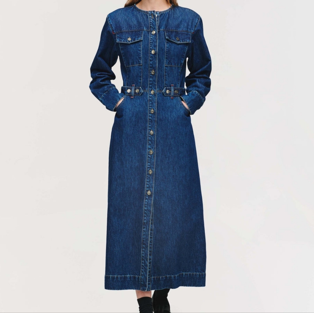 ALIGNE Parsons Denim Midi Dress Sz US 8 Bnwt